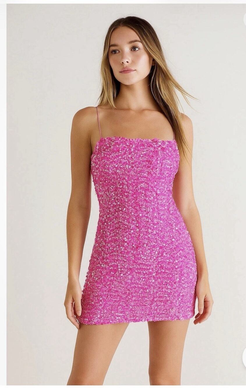 Thirty Thirty LA Pink Sequin Mini Dress XS NWT Y2K Barbiecore Party Homecoming